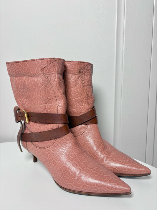 W Shoe Size 38.5 Louis Vuitton Pink Leather Boots
