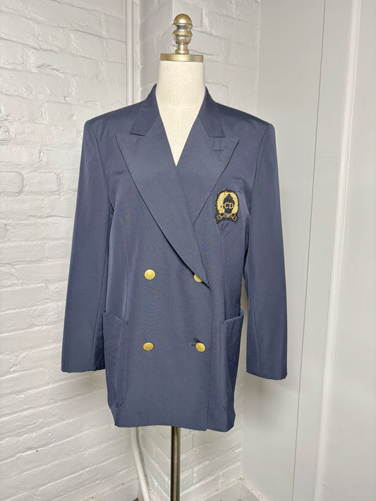 Women Size L Christian Dior Sports Navy Solid Vintage Blazer