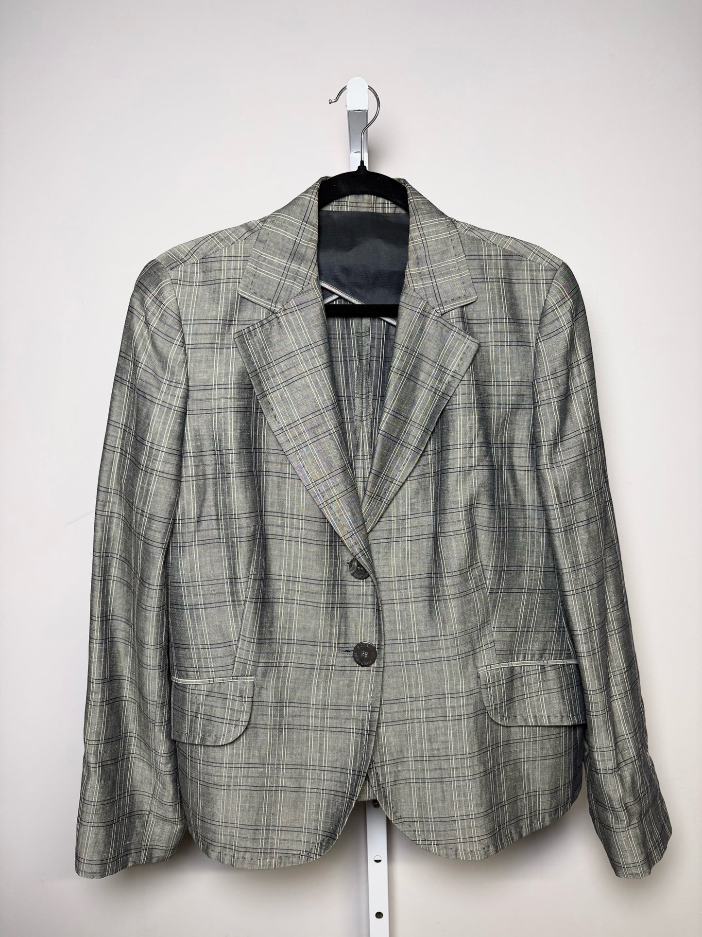 Burberry Gray Wool Blend Plaid Men's Pre-owned Blazer