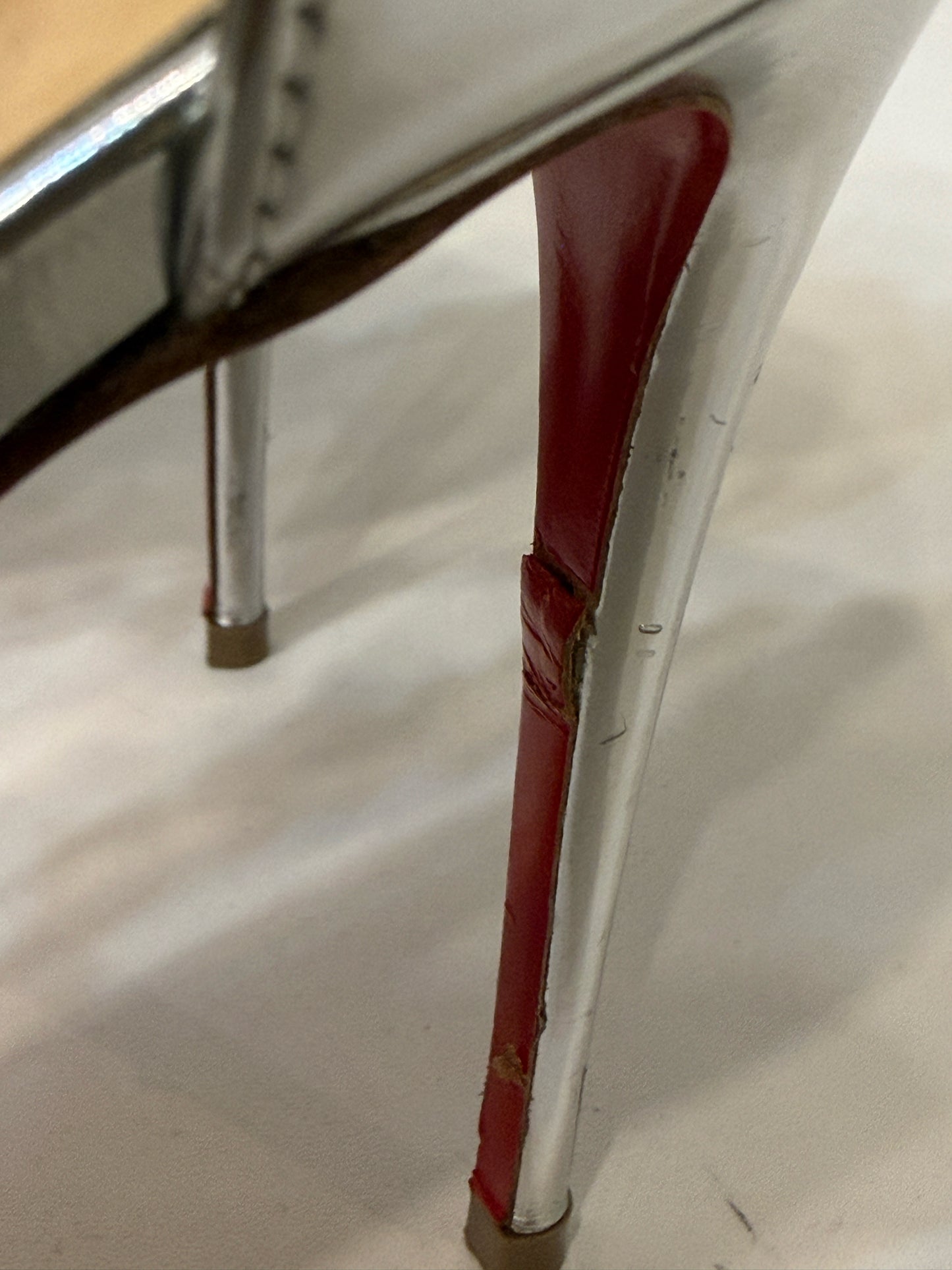 Christian Louboutin Silver Spike Open-Toe Ankle Strap | Pre-owned