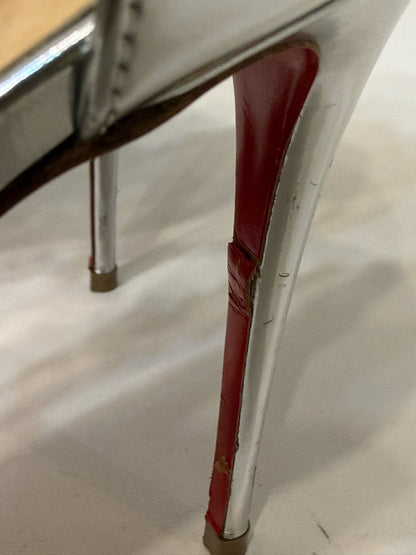 Christian Louboutin Silver Spike Open-Toe Ankle Strap | Pre-owned