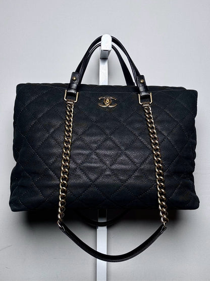 Leather Chanel Quilted Vintage Pre-owned Black Large Purse