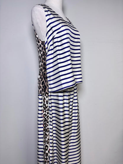 Women Size 2 La Prestic Ouiston Cream, Blue Striped, Animal Print 2 Piece Set