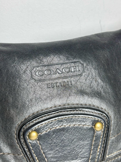 Women's Coach Solid Vintage Leather Pre-owned Black Medium Purse