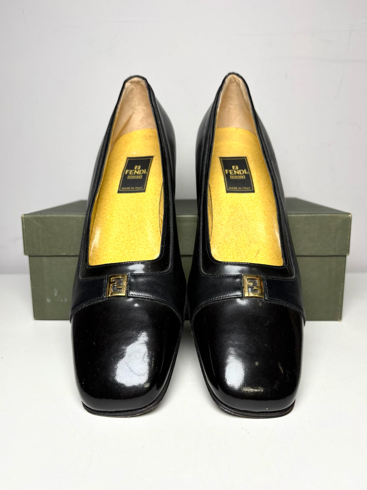 W Shoe Size 10 Fendi Black Leather Genuine Leather Women's Vintage Pump