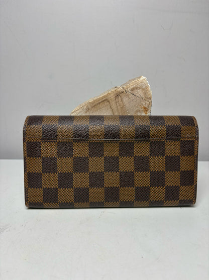 Women's Louis Vuitton Josephine Wallet Damier Ebene Brown Coated Canvas Pre-Owned Medium Wallet