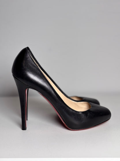 W Shoe Size 38 (8 US) Christian Louboutin Black Leather Stiletto Heel