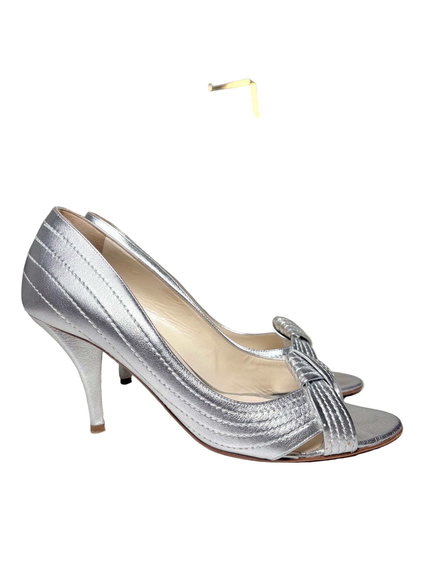 W Shoe Size 39 (8.5 US) Rupert Sanderson Silver Leather Cowhide Pump