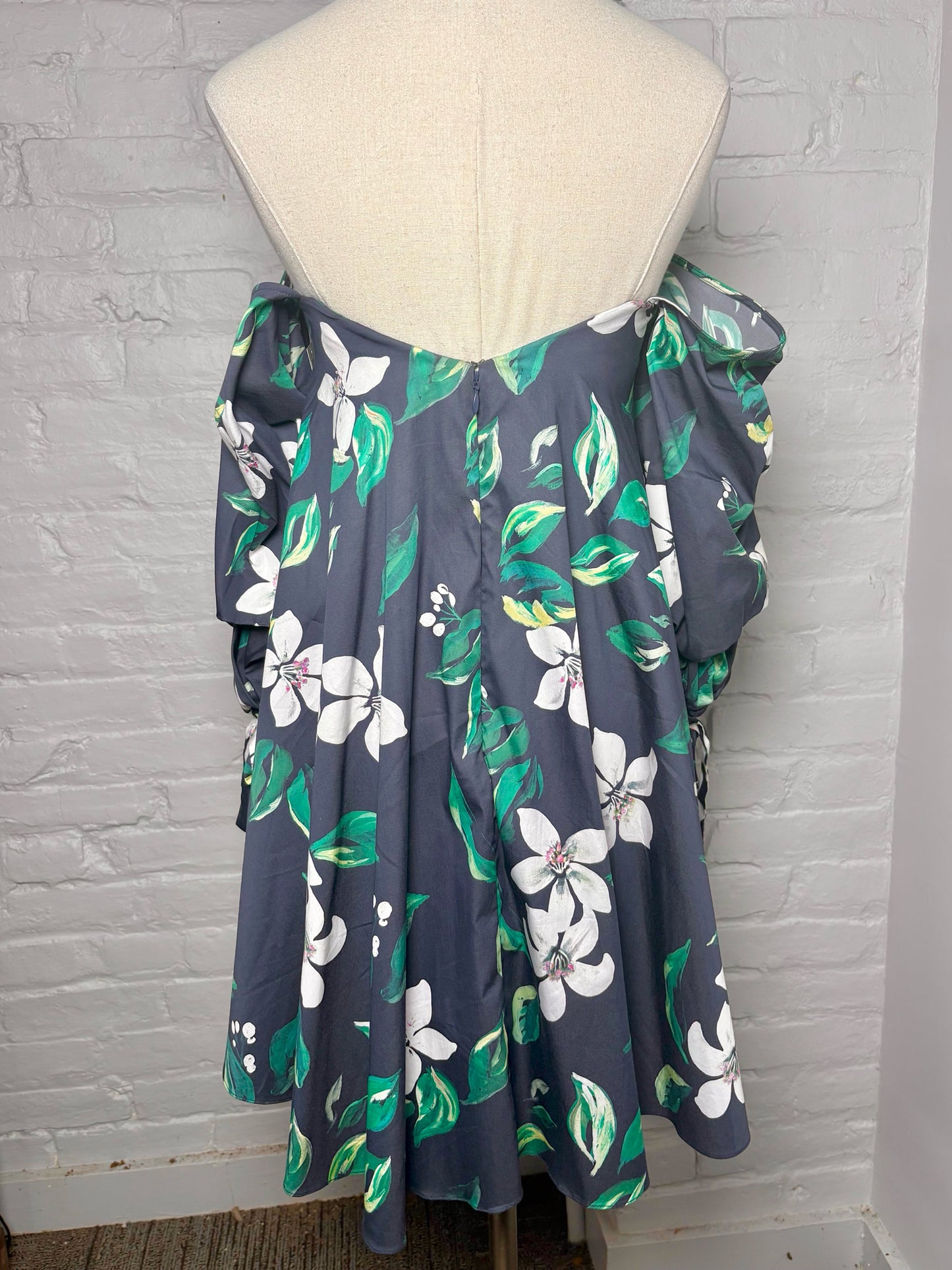 Women Size XS Caroline Constas for Intermix Blue Floral Cotton Mini Dress