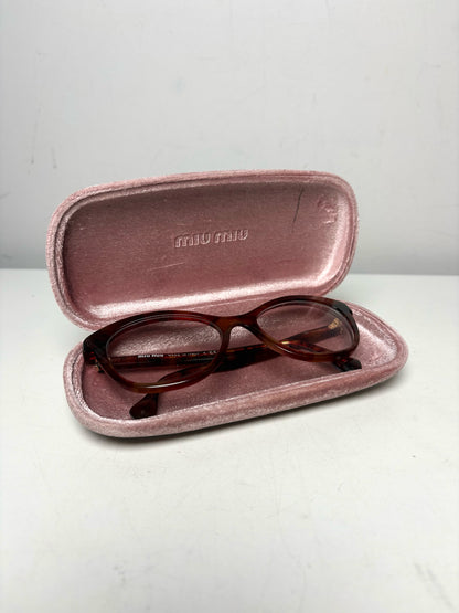 Women's Miu Miu Red, Tan & Orange Swirling Acetate Pre-Owned Cat-Eye Eyeglasses