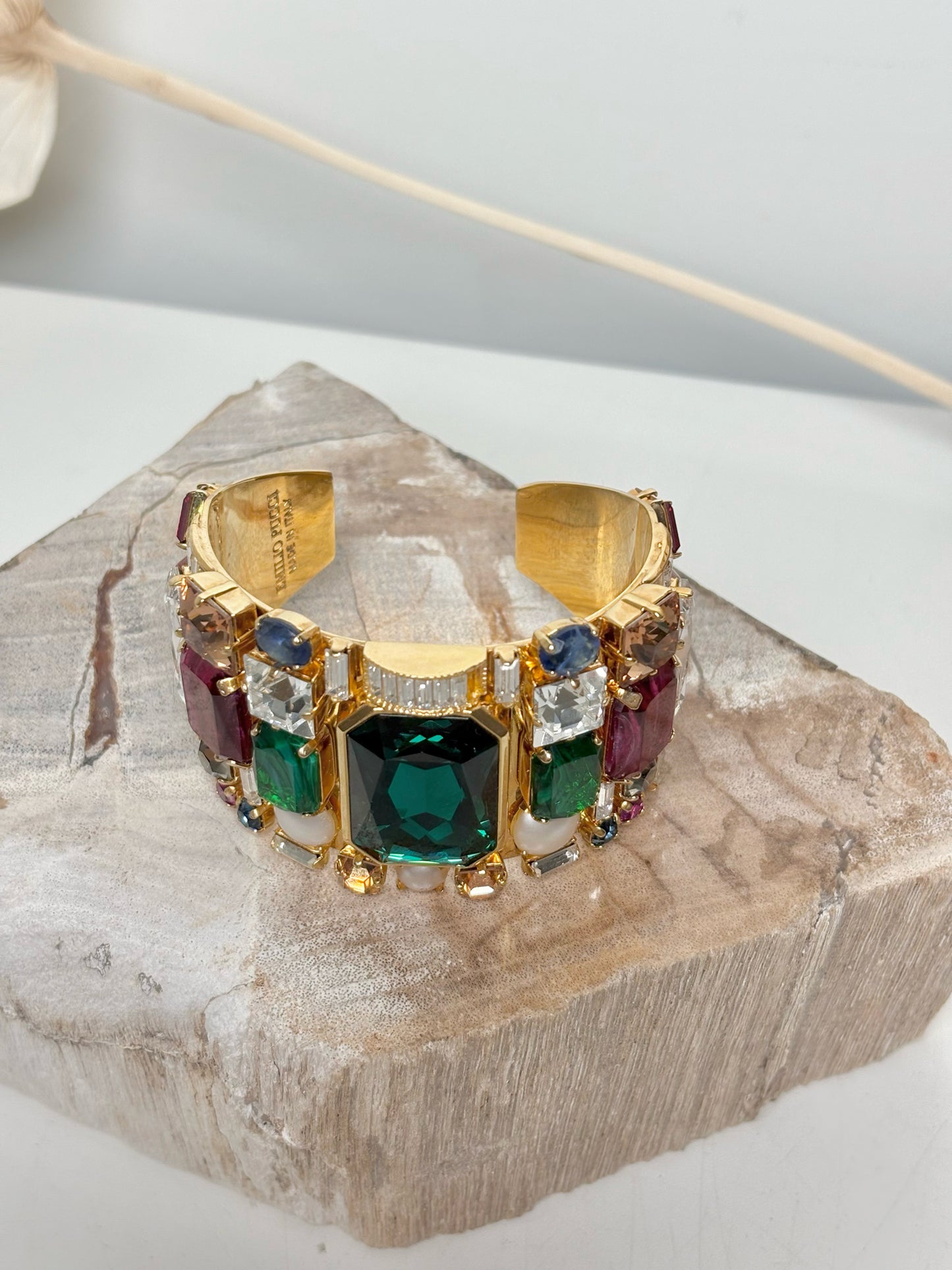 Gilden Metal Pucci Multi Jewelry Stones Cuff Bracelet
