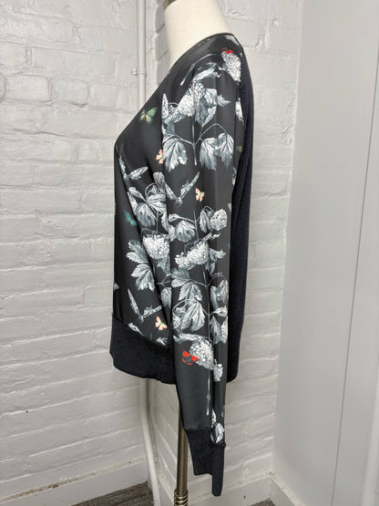 Women Size L Ted Baker Black, Gray, Red, White Floral Polyamide Jacket