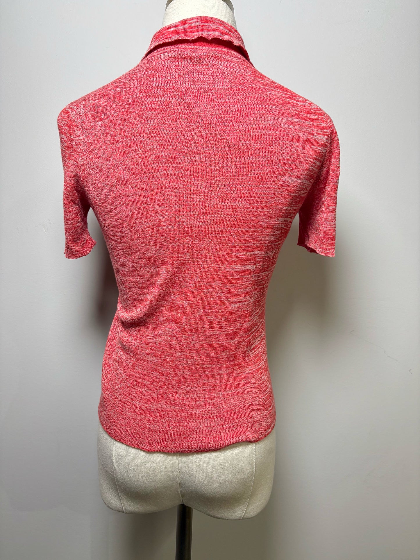 Women Size 40 (US 4,S) Prada Red, White Tweed Print Wool Blend Sweater