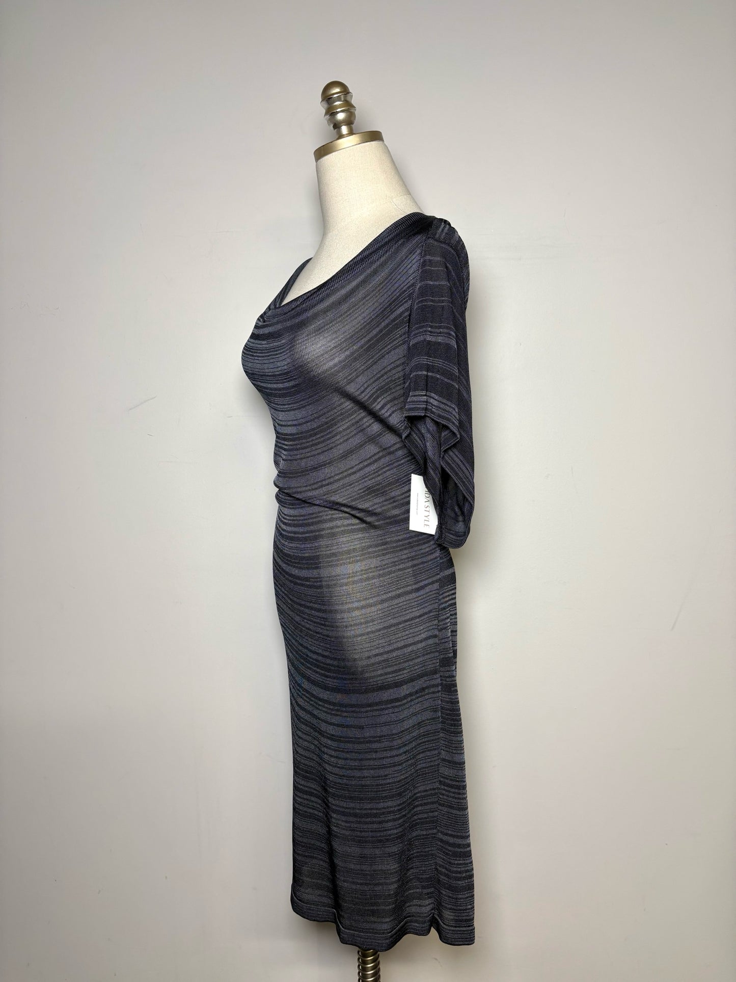 Women's Size M Escada Sport Black & Gray Cowl Neck Knit Dress