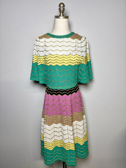 Women Size 42 ( 6 US) M Missoni Multi-Color Chevron A-line Pre-owned NWT Dress