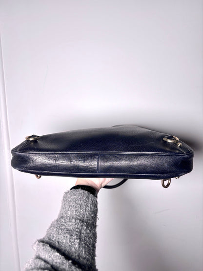 Gucci Abbey Hobo D-ring Vintage Leather Navy Blue Pre-owned Purse