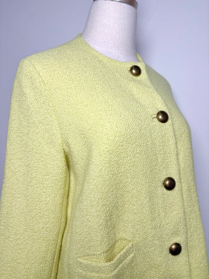 Women Size M Ann Mashburn Yellow Wool Blend Blazer