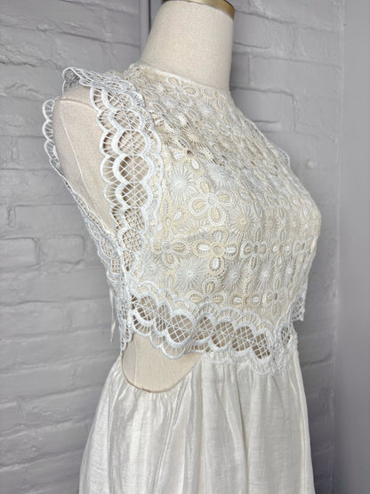 Women Size 36 Sandro White Crochet Not Vintage Dress