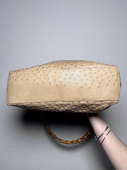Gucci Solid Vintage Leather Pre-owned Taupe Ostrich Purse