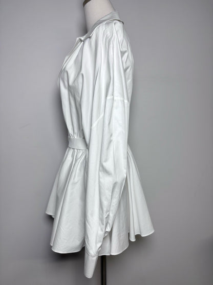 Women Size 38 (M) Norma Kamali White Solid 100% Cotton Pre-owned Dress