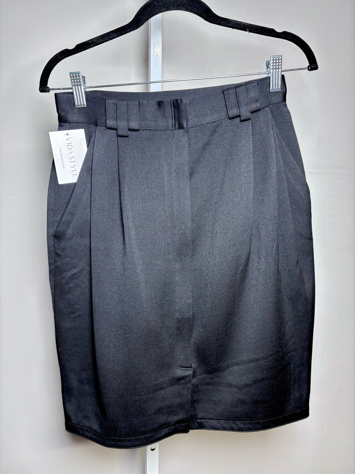 Women Size 42 Gianni Versace Black Vintage Pencil Pure Wool Skirt Pre-Owned