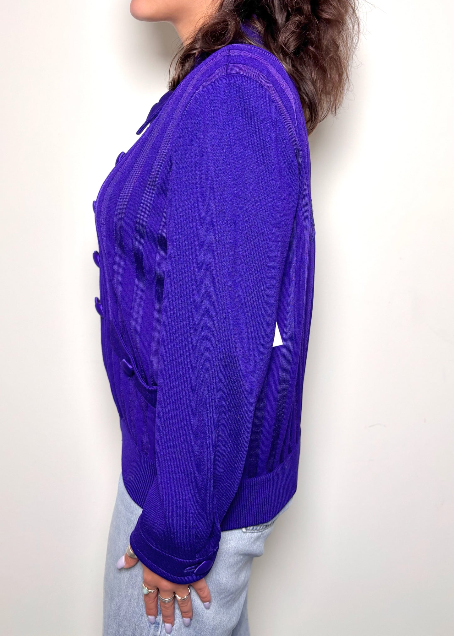Women Size M St. John Purple Solid Wool Blazer