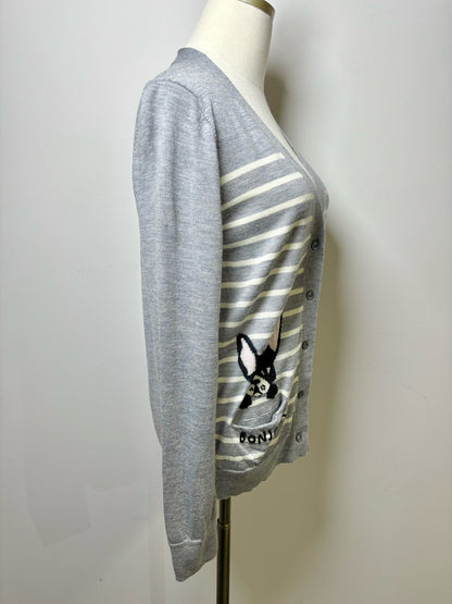 Women Size M Kate Spade Gray Stripe Wool Sweater