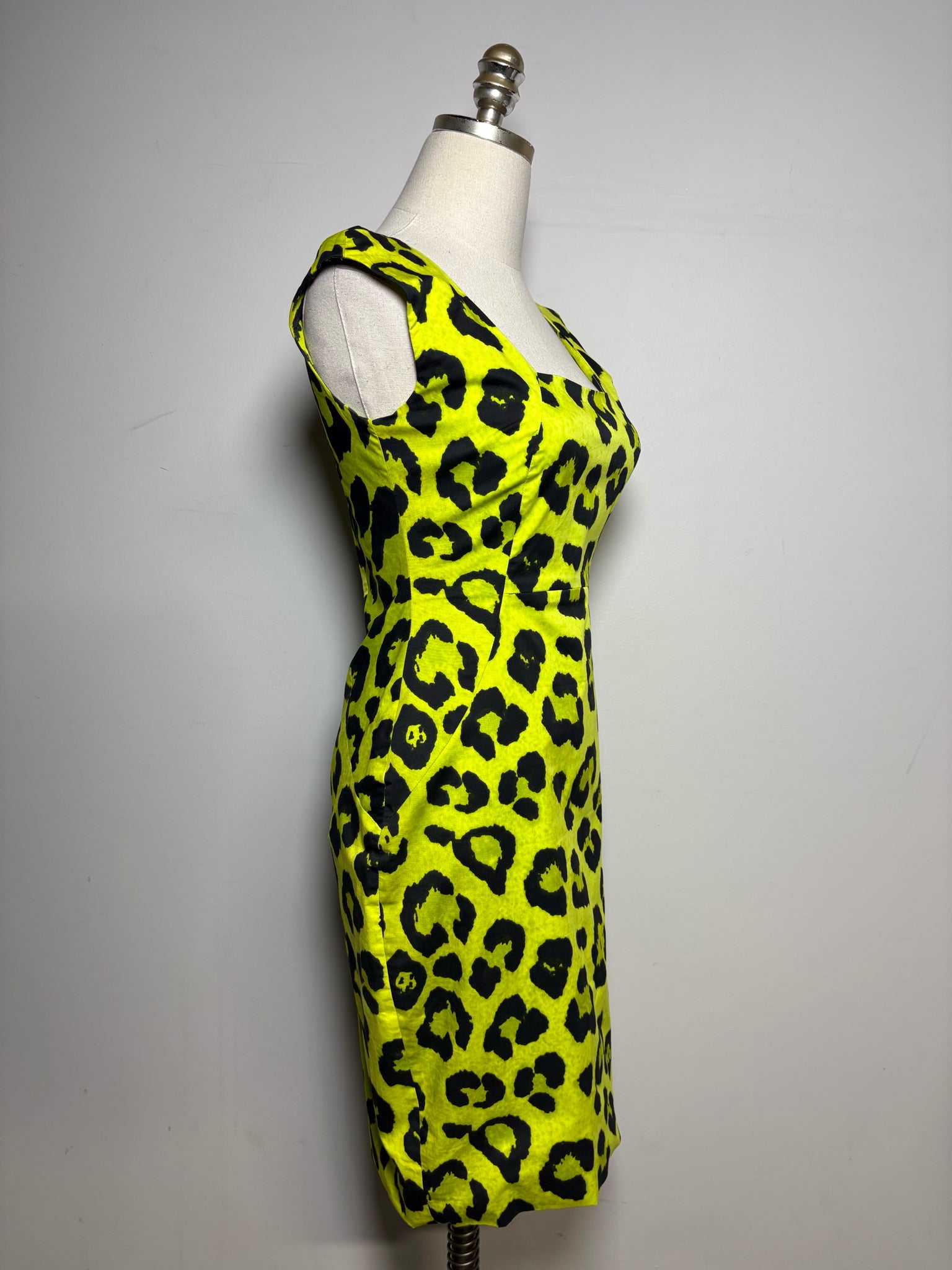 Women Size 2 (S) Samantha Sung Neon Green, Black Leopard Spots 100% Co VIDA STYLE SHOP Women Size 2 (S) Samantha Sung Neon Green, Black Leopard Spots 100% Co VIDA STYLE SHOP