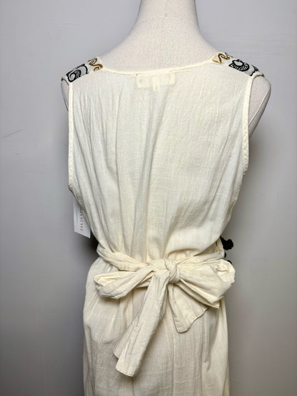 Women Size M NEMA Resort Wear Ivory Embroidered 100% Cotton Pre-owned Dress
