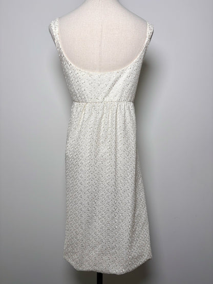 Women Size M Marina Cream Eyelet Lace, Beads Cotton Bubble Dress