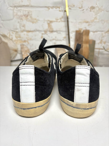W Shoe Size 39 Golden Goose Black & White Velvet Leather Pre-owned Sneakers