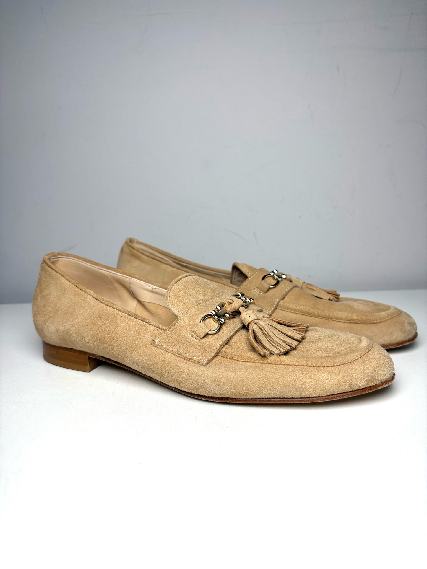 W Shoe Size 39.5 Clorinda Antinor The Filippai Beige Suede Pre-owned Sandals
