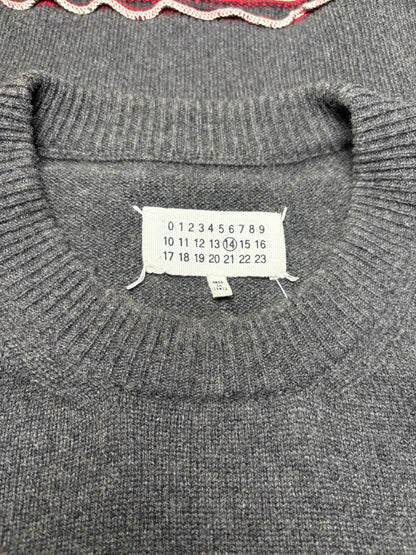 Men's Maison Margiela Gray Burgundy Rolled Hem Long Sleeve Pre-Owned Sweater