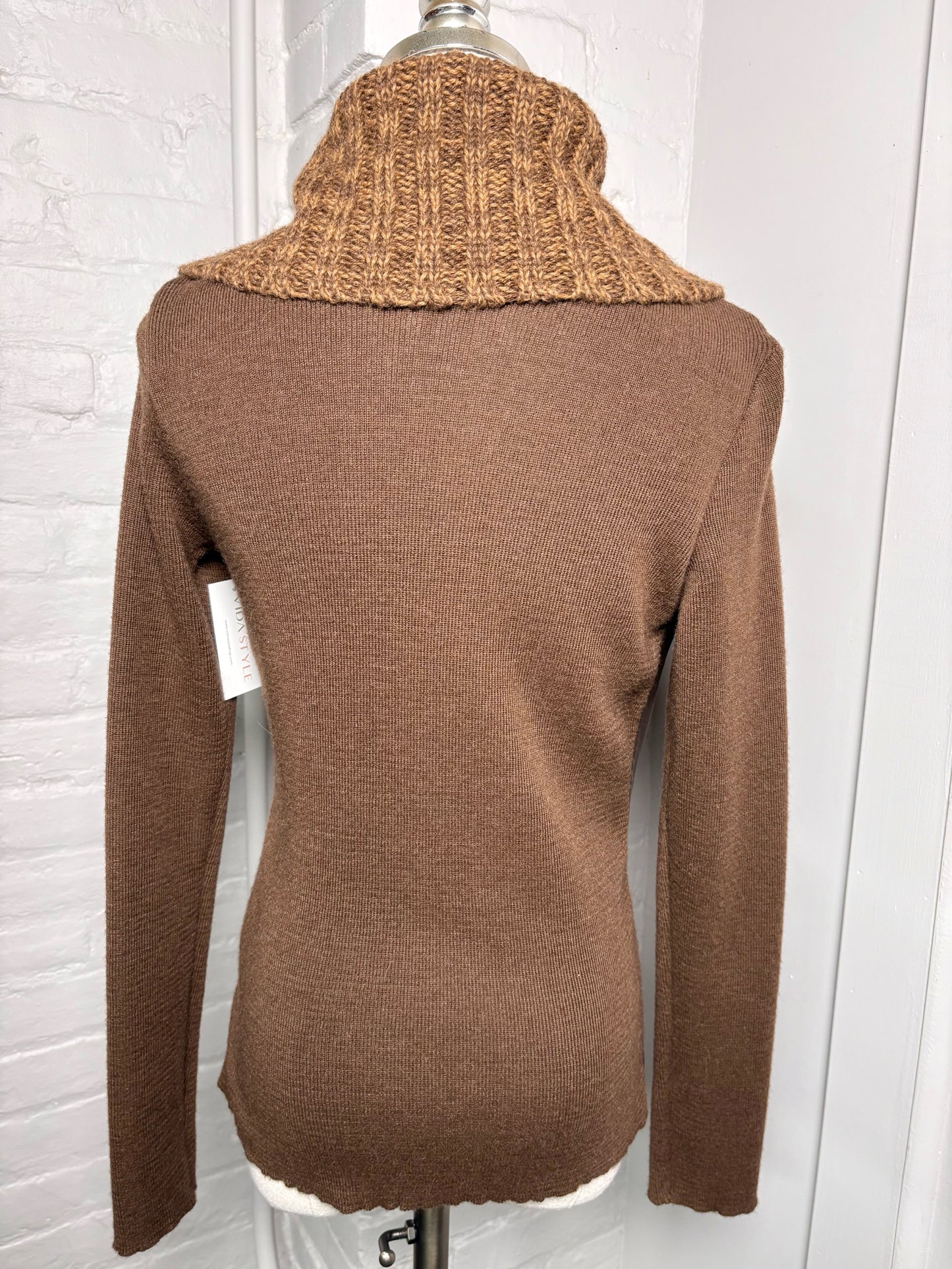 Women Size S Renzo Costa Brown Knitted Merino, Alpaca Jacket