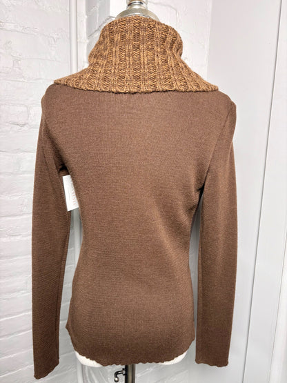 Women Size S Renzo Costa Brown Knitted Merino, Alpaca Jacket