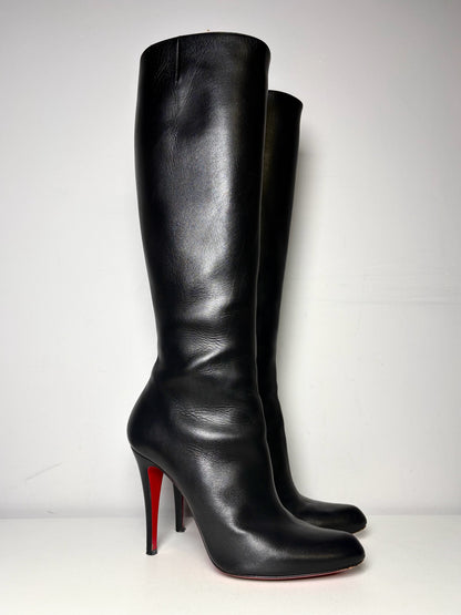 W Shoe Size 40.5 Christian Louboutin Pumppie Black Leather Pre-owned Boots