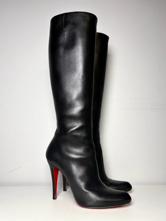 W Shoe Size 40.5 Christian Louboutin Pumppie Black Leather Pre-owned Boots