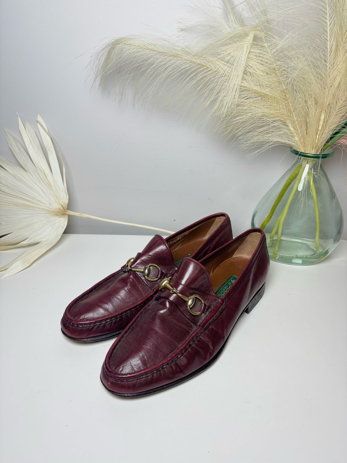Brand Gucci Burgundy Leather Solid Size 10 Cowhide Men's Shoes