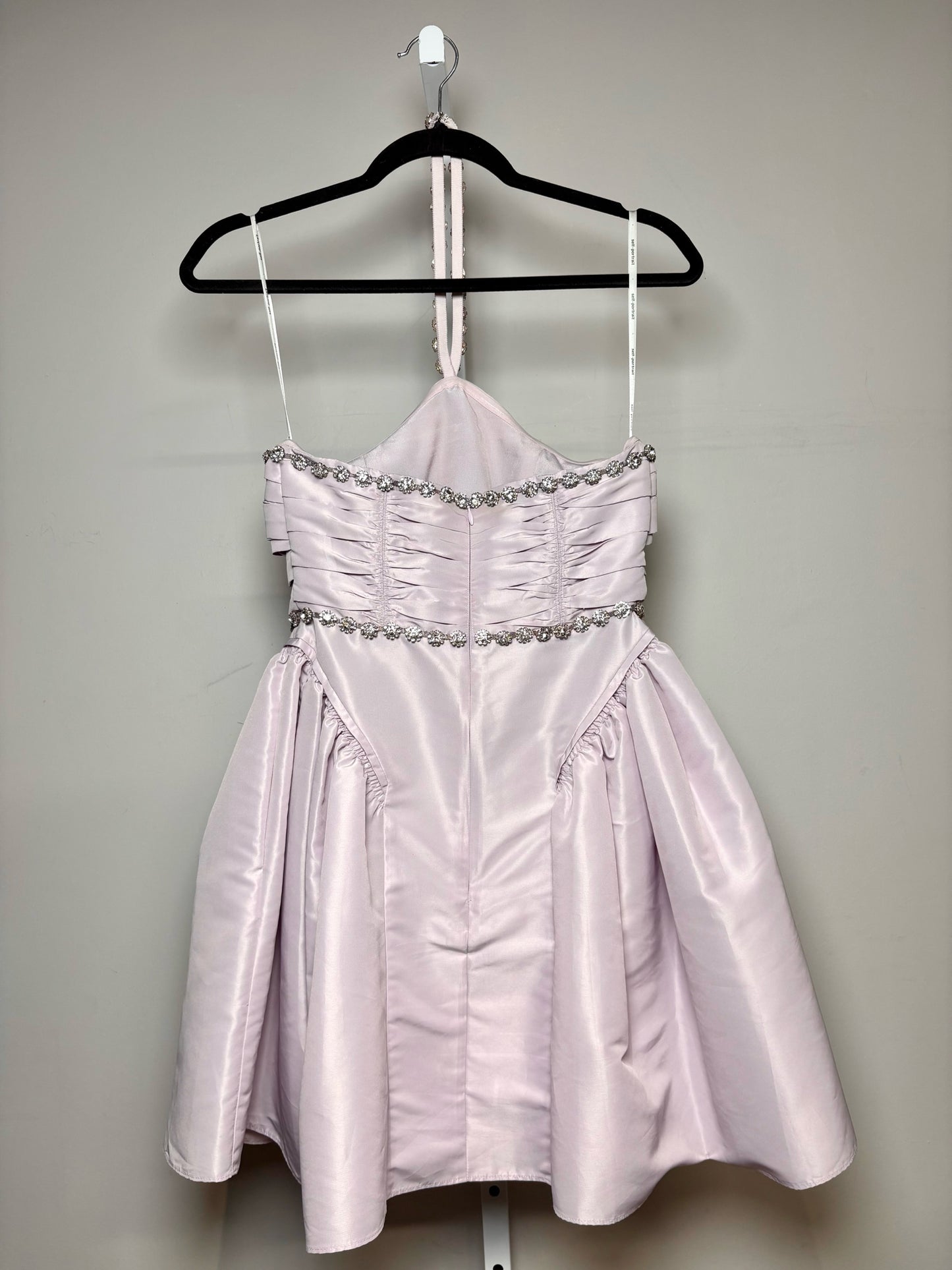 Women Size 2 Self-Portrait Lilac Crystals Pleats 100% Pre-owned Mini Dress