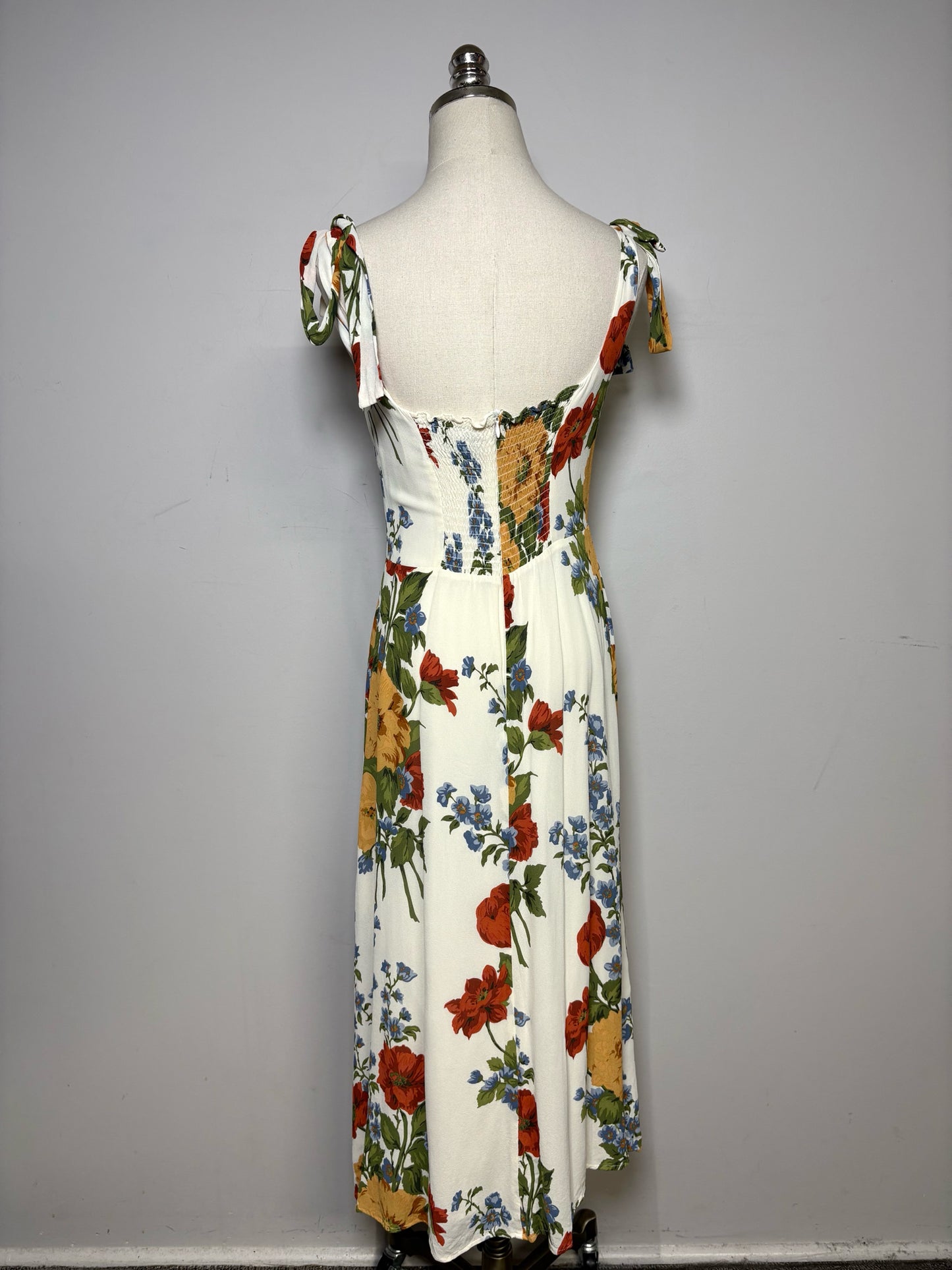 Women's Size 6 O.P.T Cream Neutral Floral Print Pure Viscose Pre-Owned Sundress