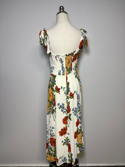 Women's Size 6 O.P.T Cream Neutral Floral Print Pure Viscose Pre-Owned Sundress