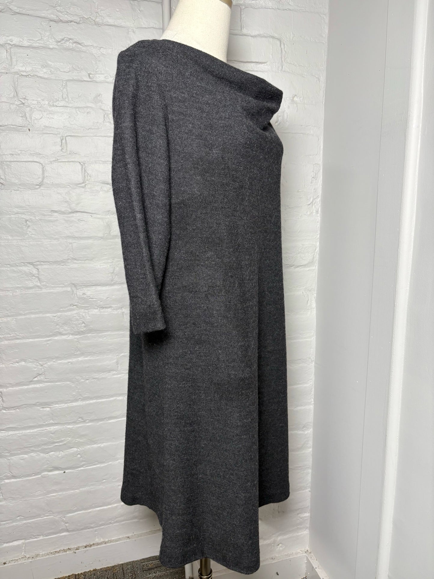 Women Size S Eileen Fisher Charcoal Solid Wool Dress