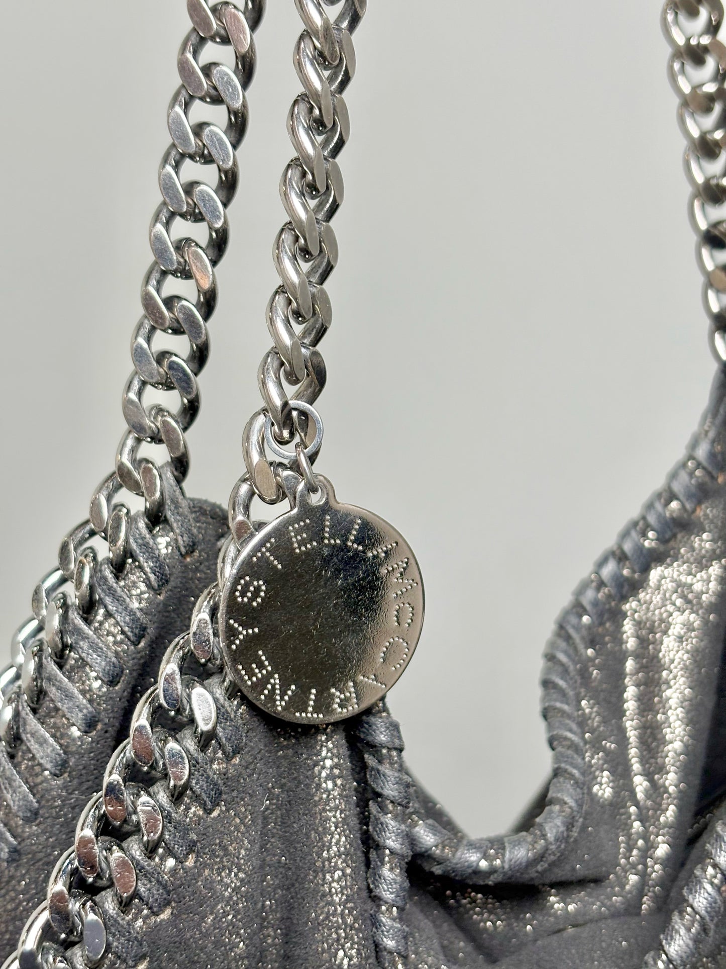 Stella McCartney Metallic Vegan Suede Charcoal Purse