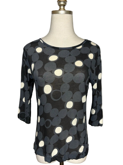 Size 3 (M, US) Yohji Yamamoto Black, Charcoal, Ivory Dot Pure Cotton Women's Top
