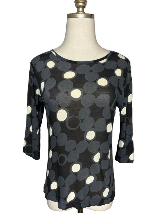 Size 3 (M, US) Yohji Yamamoto Black, Charcoal, Ivory Dot Pure Cotton Women's Top