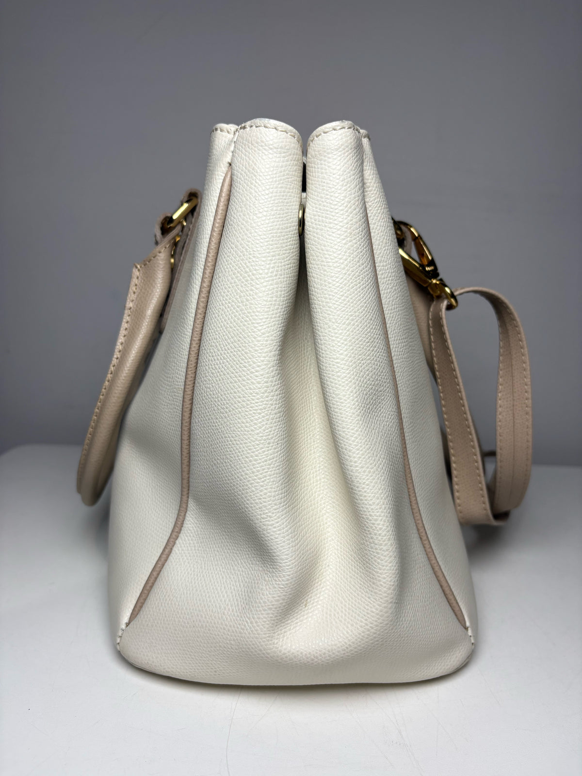 Women's Misuri Firenze Bone Neutral Hand-Stitched Italian Leather Pre-Owned Satchel Bag