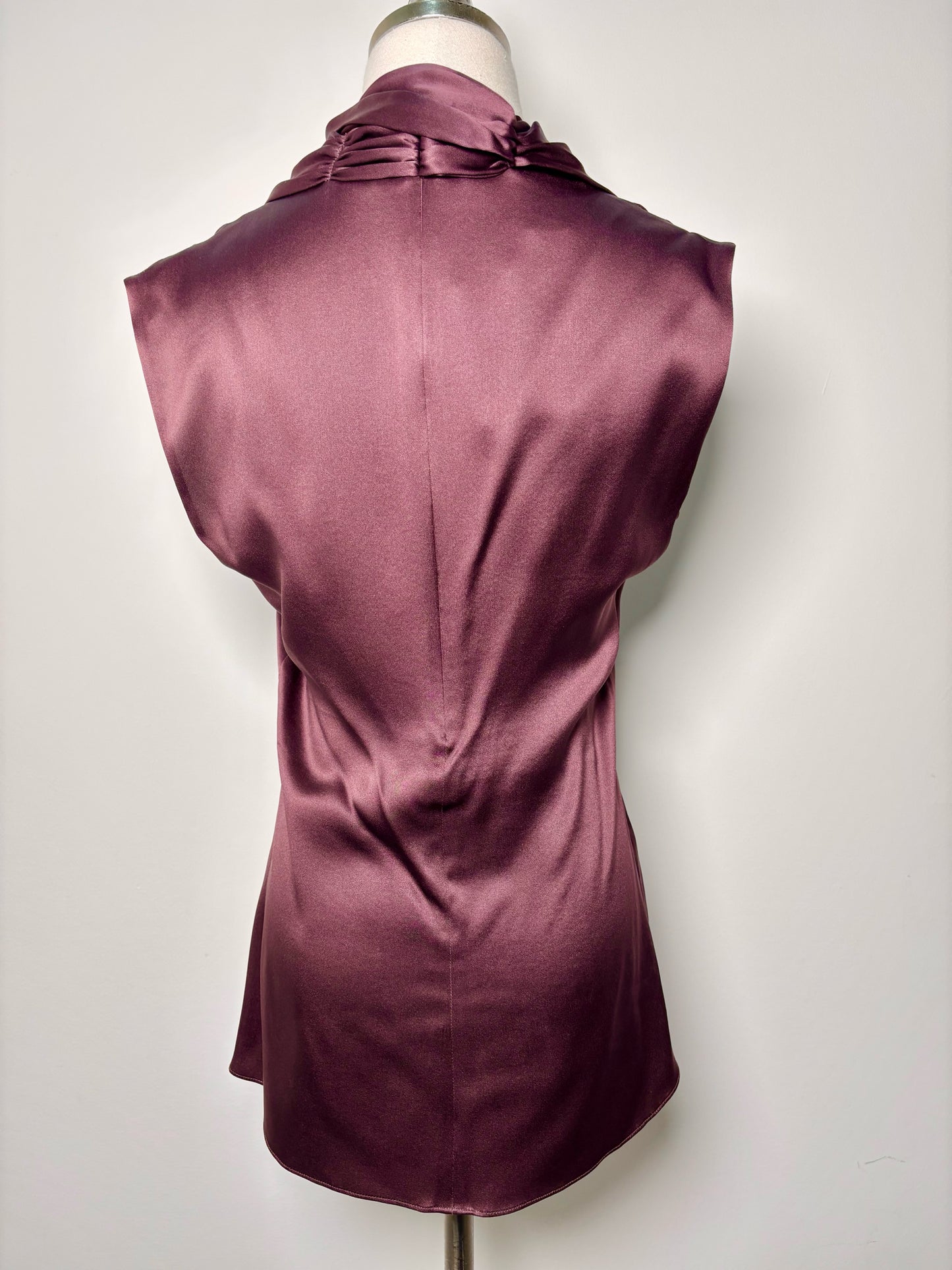 Women Size 38 (S, US) Scherrer Wine Solid Silk Vintage Blouse