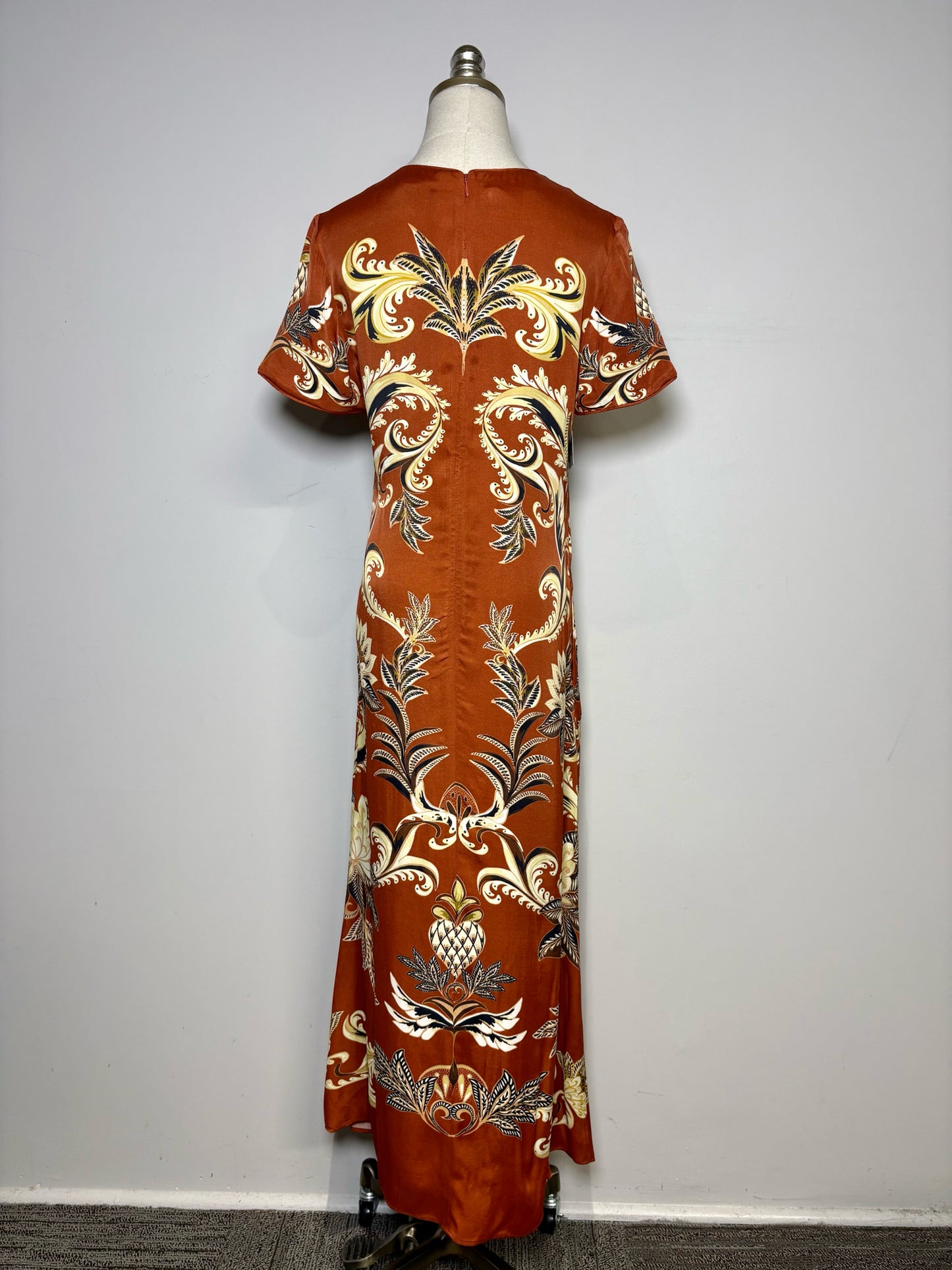 Women Size S Farm Rio Brown Floral Print Midi Pre-owned Dress