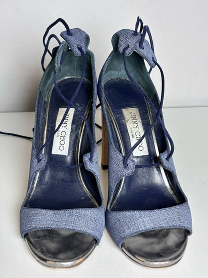 W Shoe Size 38 (8 US) Jimmy Choo Vernie Sandal Navy Women's Heels