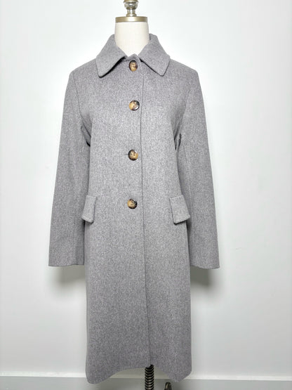 Women Size 10 (L US) Fleurette Light Gray Solid Pre-owned Coat